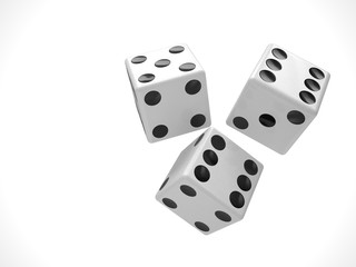 three dices on white