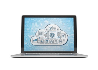 3d rendering of a laptop with cloud concept