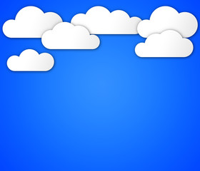 Illustration of blue sky with clouds. Light background.
