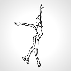 Winter sport. Ladies figure skating.  Ice show.