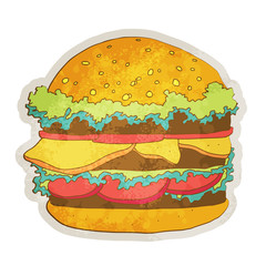 Big hamburger cartoon illustration isolated