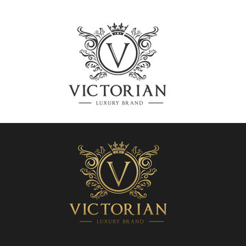 Victory logo,crest logo,v letter logo,Victorian logo,Vector logo template