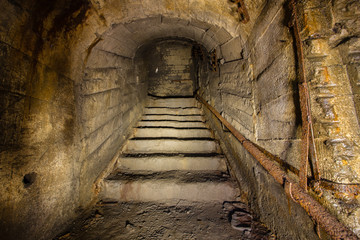 underground abandoned iron mine ore tunnel with stairs