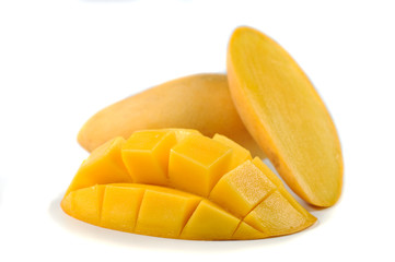 Yellow mango isolated on  white background