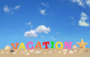 Vacation letters on a beach sand