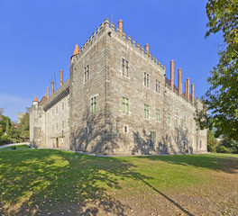 Fototapeta premium Palace of the Duques of Braganca, a medieval palace and museum in Guimaraes, Portugal. Unesco World Heritage Site.