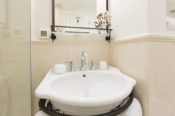 Interior of a modern hotel bathroom