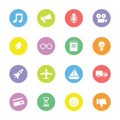 Colorful simple flat icon set 5 on circle for web design, user interface (UI), infographic and mobile application