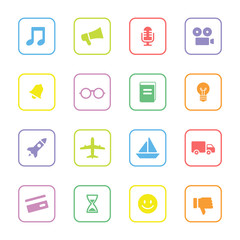 colorful web icon set 5 with rounded rectangle frame for web design, user interface (UI), infographic and mobile application