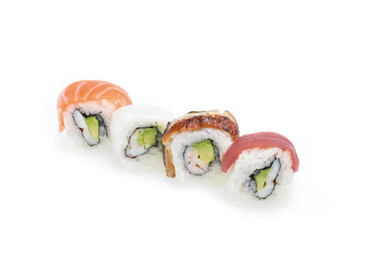 Sushi auf wei&szlig;em Hintergrund, Foodfotografie
