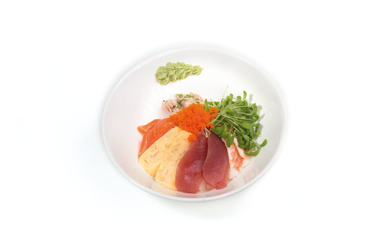 Sashimi,sushi, auf wei&szlig;em Hintergrund, Foodfotografie