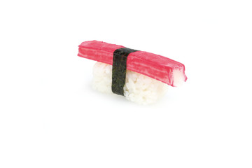 Kanikama, Nigiri, Sushi, auf weißem Hintergrund, Foodfotografie