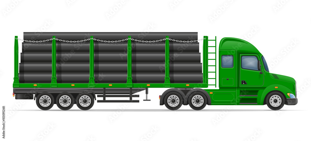 Wall mural truck semi trailer delivery and transportation of construction m