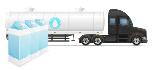 truck semi trailer delivery and transportation of milk concept v