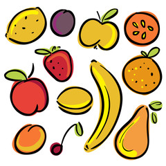 Set icons fruits