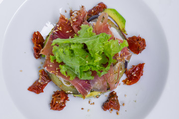 Salad with eggplant and avocado