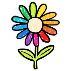 Bunte Blume / Kreidezeichnung, Vektor, freigestellt © snyGGG