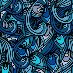 Blue abstract ethnic seamless pattern