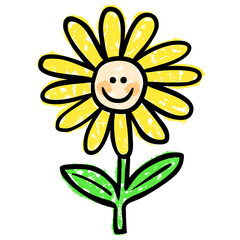 Lächelnde gelbe Blume / Kreidezeichnung, Vektor, freigestellt © snyGGG