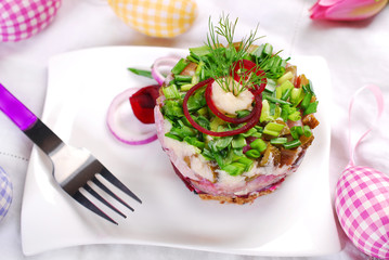 herring tartar with beets and chive for easter