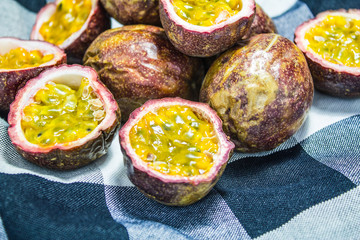 Passion fruit on fabric