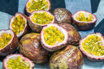 Passion fruit on fabric