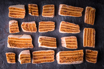 Pastila pieces on the stone background horizontal