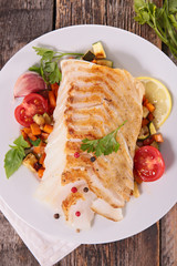grilled fish and vegetable