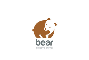 Bear Logo design Negative space. Wild animal Logotype icon