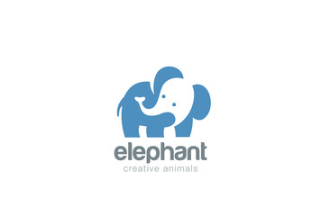 Obraz premium Elephant Logo abstract Negative space. Wild animal zoo Logotype