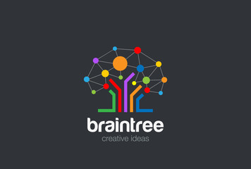 Brain Creative Ideas Logo Social Network Tree Brainstorming icon