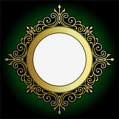 Vector vintage border frame logo engraving with retro ornament pattern in antique rococo style decorative design.