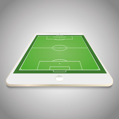 Soccer field with on tablet screen - vector