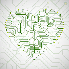 Valentine's background with circuit board on heart shape