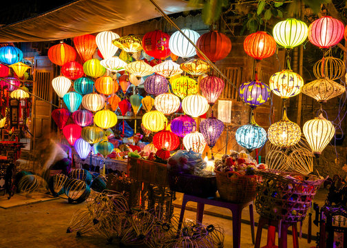 Colorful lanterns at the market street of Hoi An