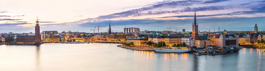Vlies Fototapete Skandinavien Szenisches Sommernachtpanorama von Stockholm, Schweden
