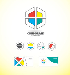 Business corporate polygon badge logo