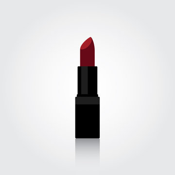 Red Lipstick. Cosmetics Icons. Lipstick Flat design vector illustration.
