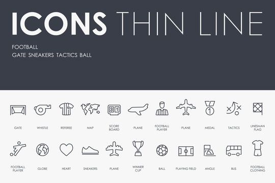 football Thin Line Icons