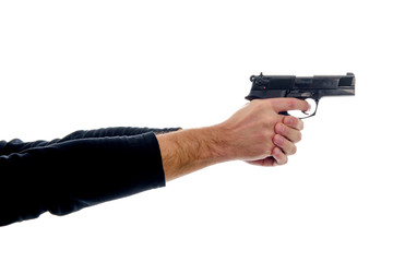 Two hands holding a gun