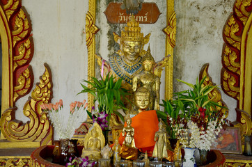 Buddha statue thai style and angel statue burma style for people
