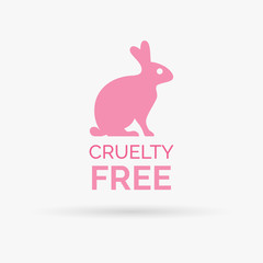 Animal cruelty free icon design. Animal cruelty free symbol design. Product not tested on animals sign with pink bunny rabbit. Vector illustration.