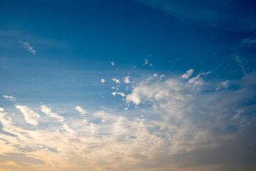 Evening sky with clouds and sun