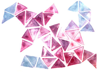 triangle watercolor stamping purple pink blue