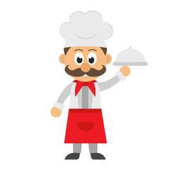 chef cartoon and a plate and apron