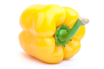 Yellow pepper on the white background with clipping path