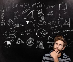 Composite image of close-up of thoughtful hipster