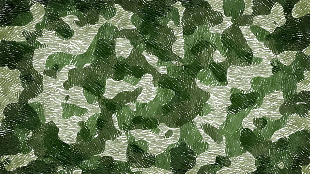 Camouflage background forms by abstract animated square strokes. From white to khaki green colors.