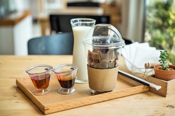 Iced coffee espresso homemade and ice coffee frozen