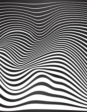 black and white mobious wave stripe optical art design © am54